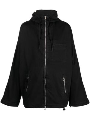 Diesel logo-embroidered hooded jacket - Black