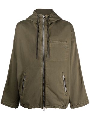 Diesel logo-embroidered hooded jacket - Green