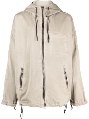 Diesel logo-embroidered hooded jacket - Grey
