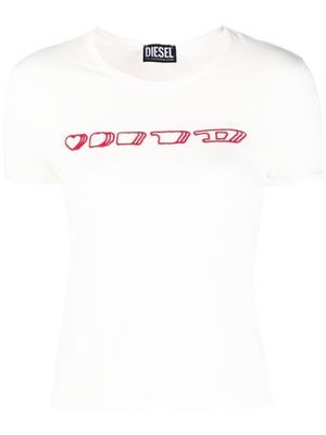 Diesel logo-embroidered short-sleeveT-shirt - White