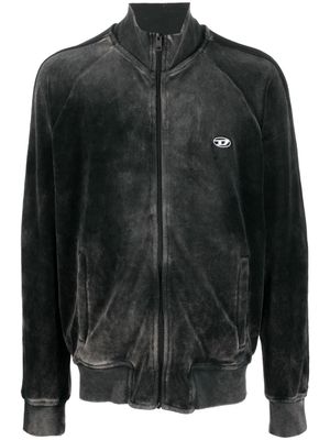 Diesel logo-embroidered zip-up sweatshirt - Black
