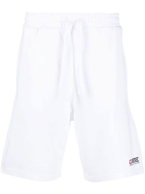 Diesel logo-embroidery track shorts - White