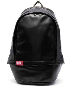 Diesel logo faux-leather backpack - Black