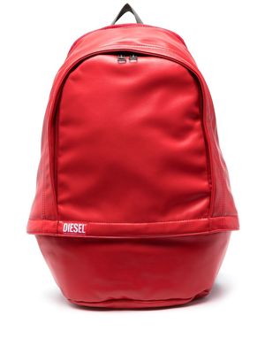 Diesel logo faux leather backpack - Red