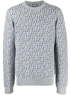 Diesel logo-jacquard long-sleeved jumper - Blue