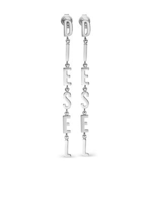 Diesel logo-lettering drop earrings - Silver