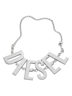 Diesel logo-lettering polished-finish necklace - Silver