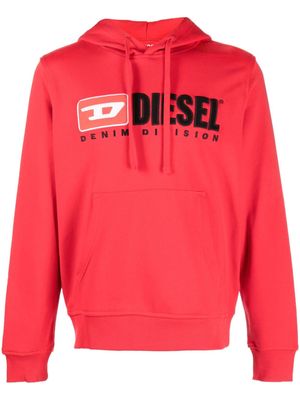 Diesel logo-patch cotton-blend hoodie - Red