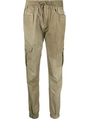Diesel logo-patch cotton cargo trousers - Green