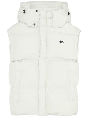 Diesel logo-patch hooded gilet - White