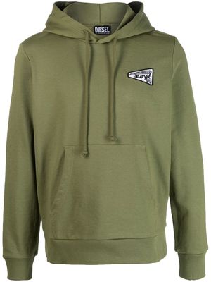 Diesel logo-patch hoodie - Green
