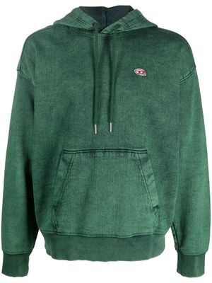 Diesel logo-patch long-sleeve hoodie - Green