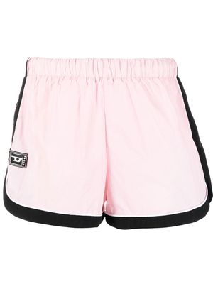 Diesel logo-patch track shorts - Pink