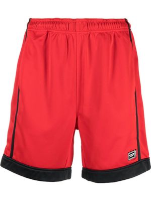 Diesel logo-patch track shorts - Red