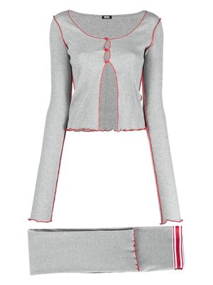 Diesel logo-patch two-piece pajama set - Grey