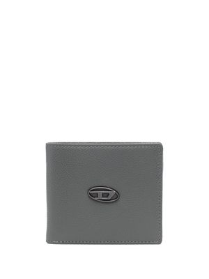 Diesel logo-plaque grained leather wallet - Grey
