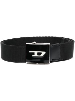 Diesel logo-plaque leather belt - Black