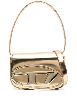 Diesel logo-plaque leather shoulder bag - Gold