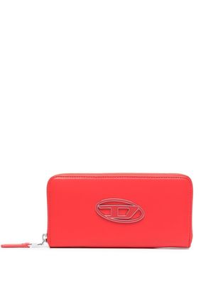 Diesel logo-plaque leather wallet - Red