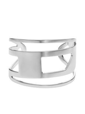 Diesel logo-plaque polished-finish cuff bracelet - Silver