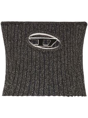 Diesel logo-plaque ribbed-knit top - Grey