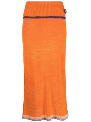 Diesel logo plaque wool midi skirt - Orange
