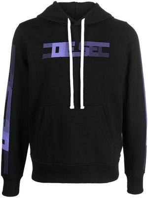 Diesel logo-print cotton-blend hoodie - Black