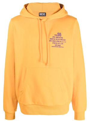 Diesel logo-print cotton-blend hoodie - Orange