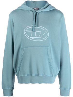 Diesel logo-print cotton hoodie - Blue