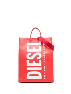 Diesel logo-print detail tote bag - Red
