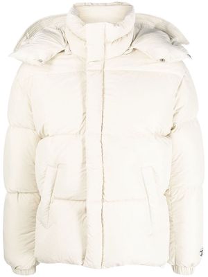 Diesel logo-print hooded puffer jacket - Neutrals