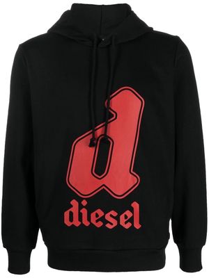 Diesel logo-print long-sleeve hoodie - Black