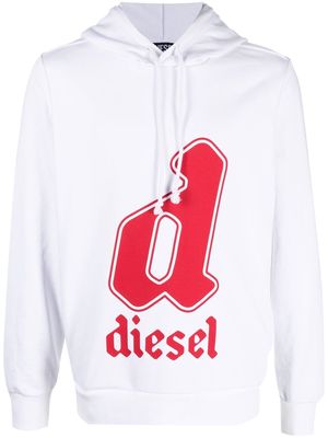 Diesel logo-print long-sleeve hoodie - White