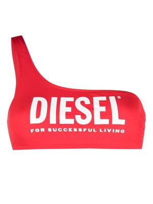 Diesel logo-print one-shoulder bikini top - Red