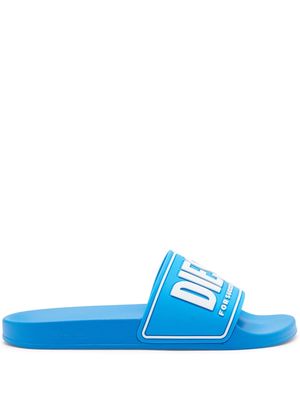 Diesel logo-print pool slides - Blue