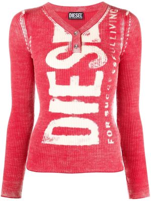 Diesel logo-print ribbed-knit top - Red