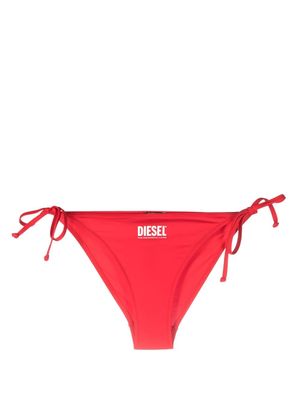 Diesel logo-print side-tie bikini bottom - Red
