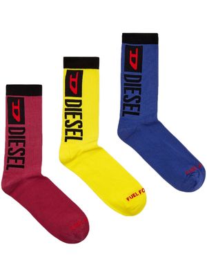 Diesel logo-print socks pack of three - Red