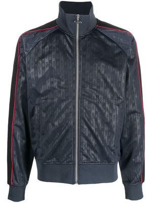 Diesel logo-print stripe-detail zipped jacket - Blue