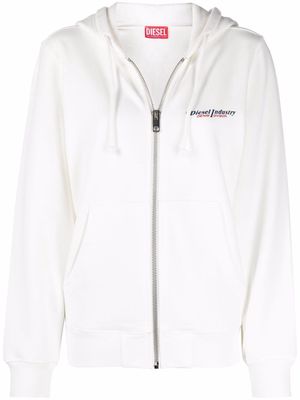 Diesel logo-print zip-fastening hoodie - White