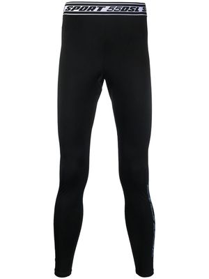 Diesel logo-waistband detail leggings - Black