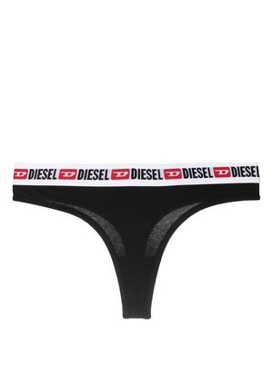 Diesel logo-waistband thongs - Black