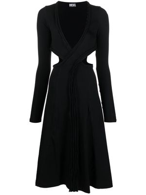 Diesel long-sleeve V-neck midi dress - Black