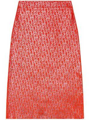 Diesel M-Ikaria monogram-print knitted midi skirt - Red