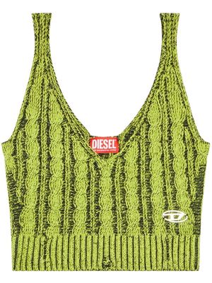 Diesel M-Milos logo-embroidered knitted crop top - Green