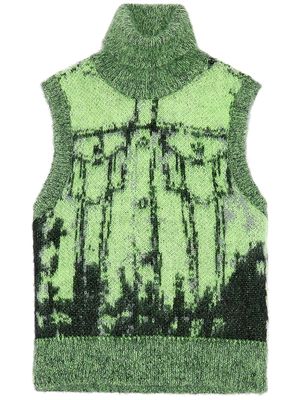 Diesel M-Sifnos patterned intarsia-knit vest - Green
