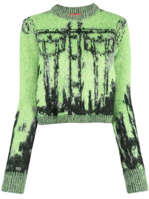 Diesel M-Sifnos trompe l'oeil-print knit jumper - Green