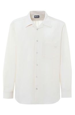 DIESEL Men's Polyester & Wool Long Sleeve Button-Up Shirt in Snow/White