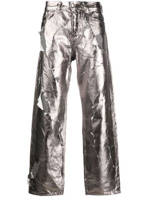 Diesel metallic-coated straight-leg jeans - Silver
