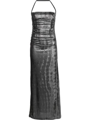Diesel metallic ruched halterneck gown - Silver